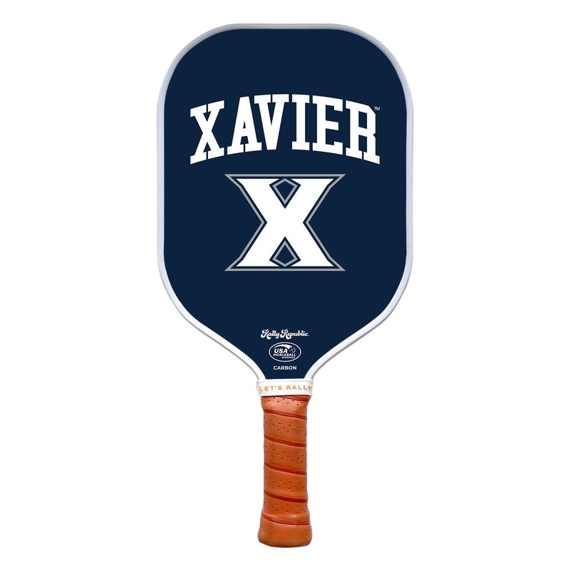 Rally Republic PIckleball Paddle - Xavier Musketeers Xavier Blue Primary Logo