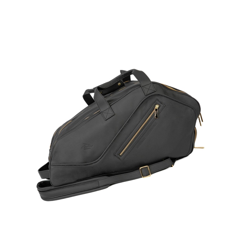 Cork Thermo Bag in black leather / gold