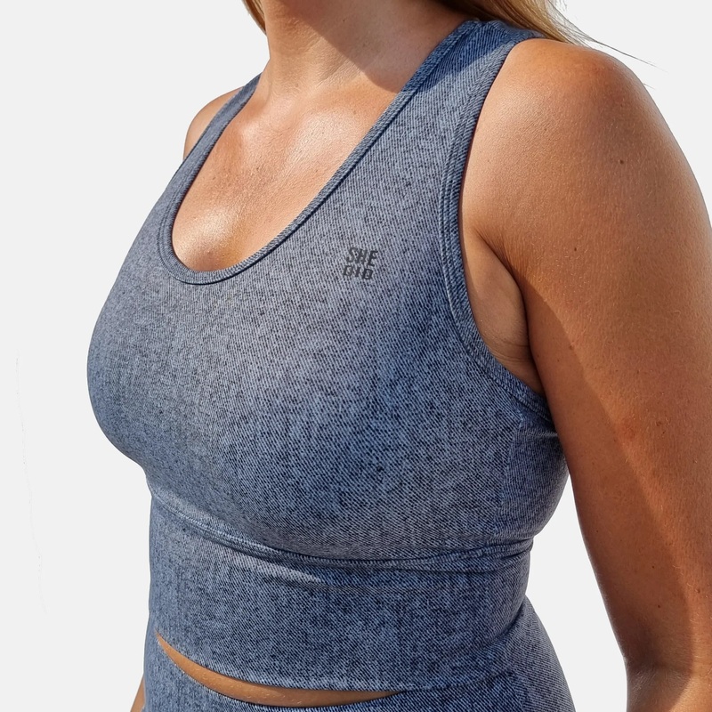 Shedid Grey Denim Sports Bra|S|M|L|XL|2XL|3XL|4XL