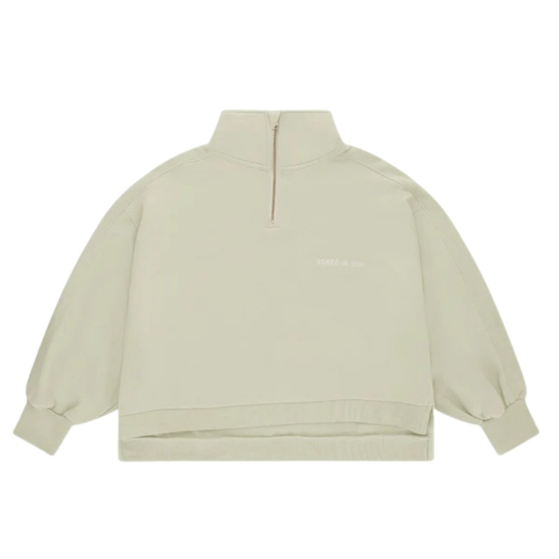 Osaka Women Cropped Half Zip Sweater | Warm Grey