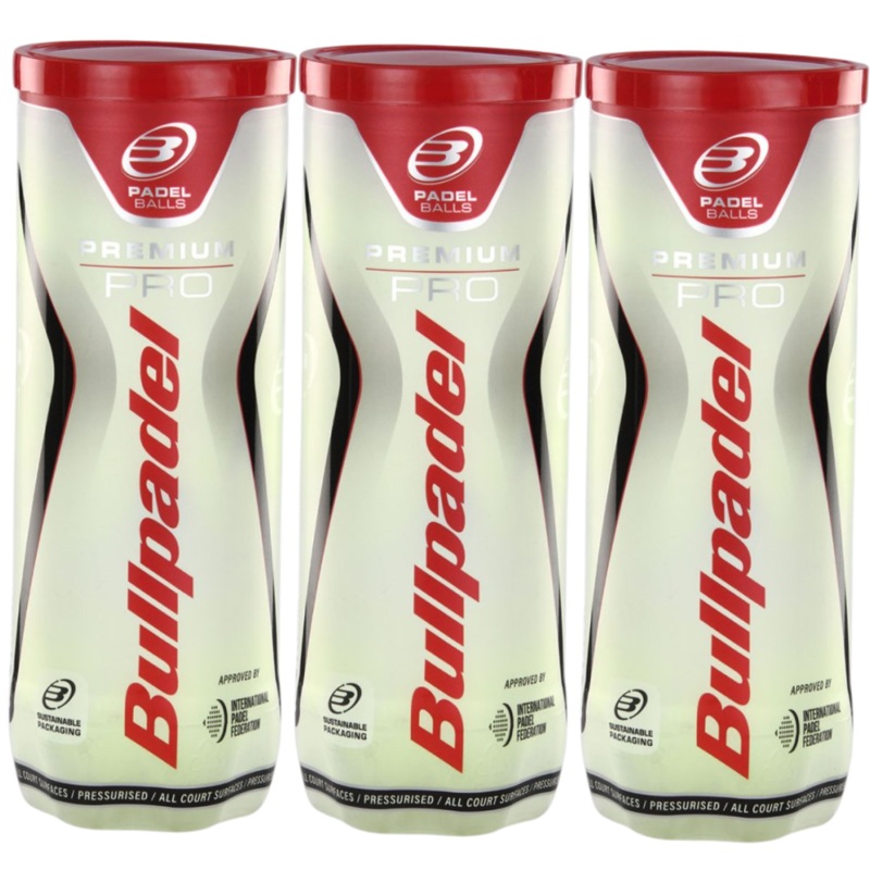 Tripack de 3 balles de padel Bullpadel Premium Pro