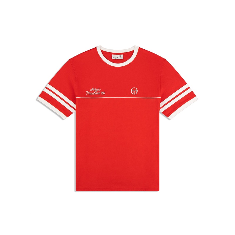 Sergio Tacchini Orion Davis Ringer Tee - Adrenaline Rush/White