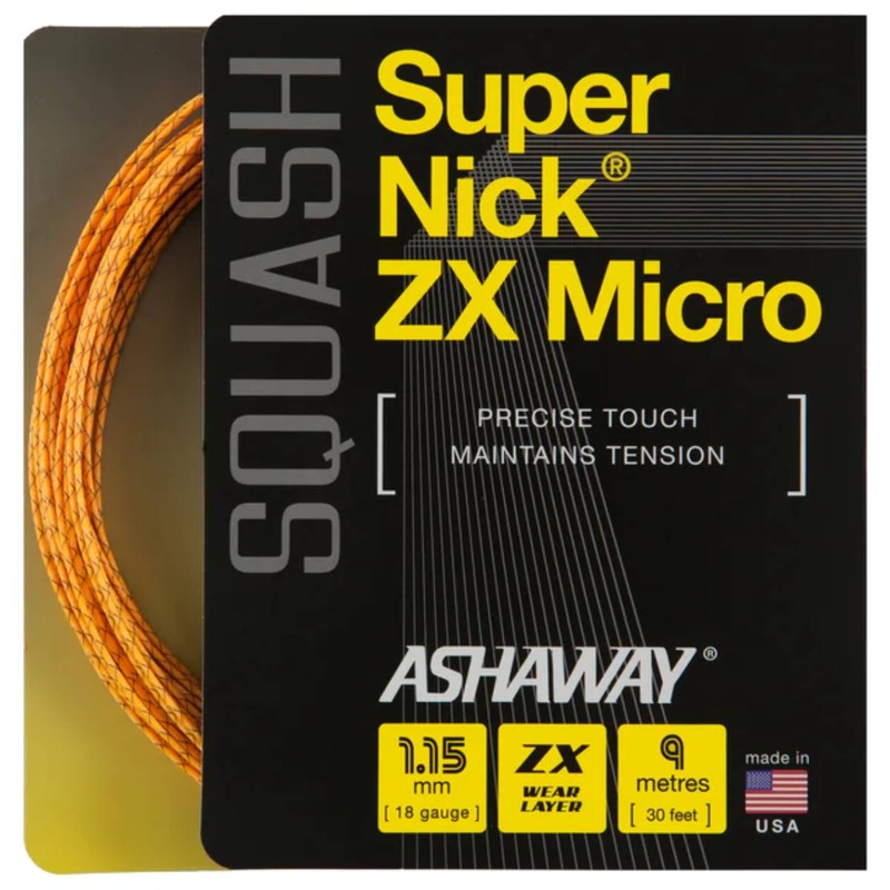 Ashaway SuperNick ZX Micro 18 Squash String (Orange/Blue)