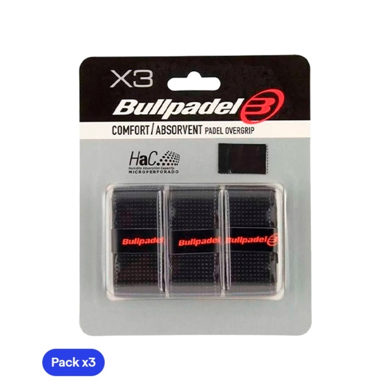 Overgrips Bullpadel GB1201 Comfort/Absorbent Negro (Pack x3)