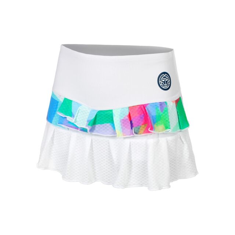 Kaleido Pleated Skirt Women - White, Multicoloured
