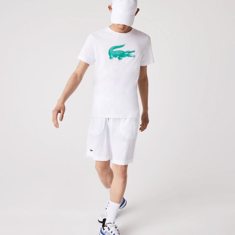 Lacoste Men's Ultra Light 8-Inch Short (White/Navy Blue)