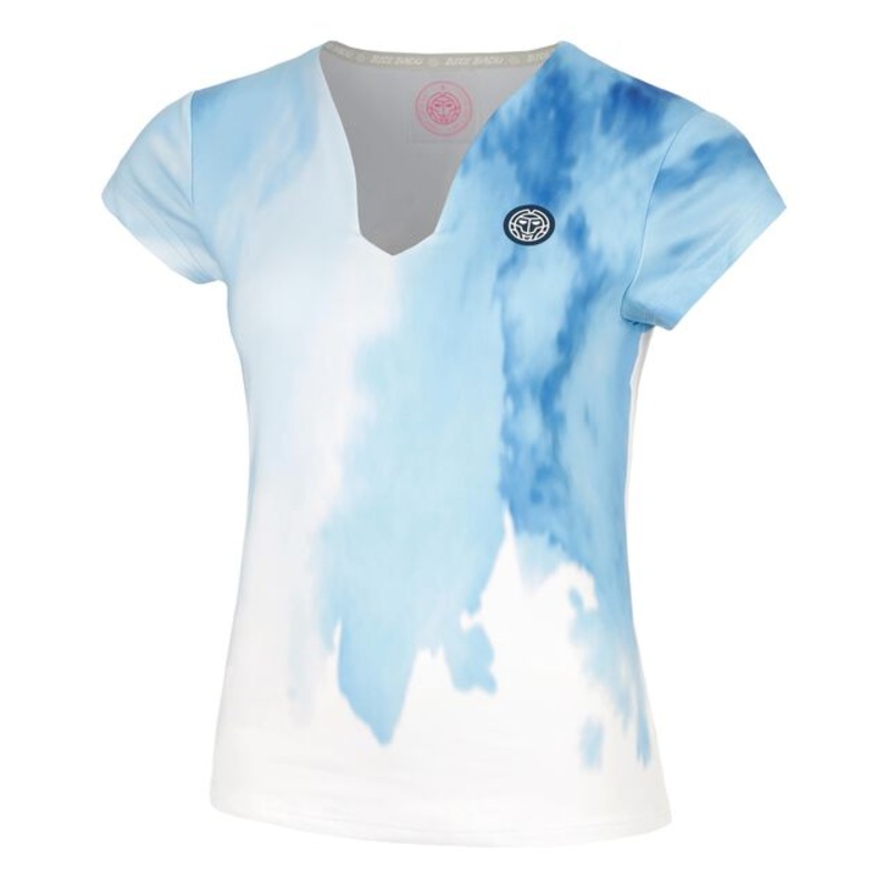 Watercolour V-Neck T-Shirt Women - White, Blue