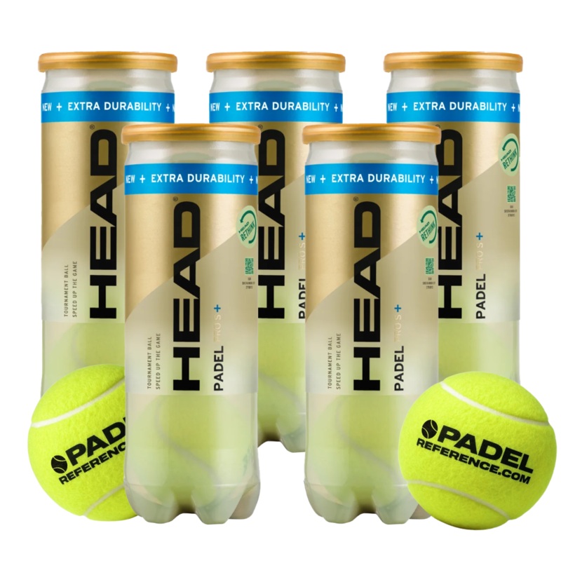 5 cans of Head Pro S+ x Padel Reference Balls