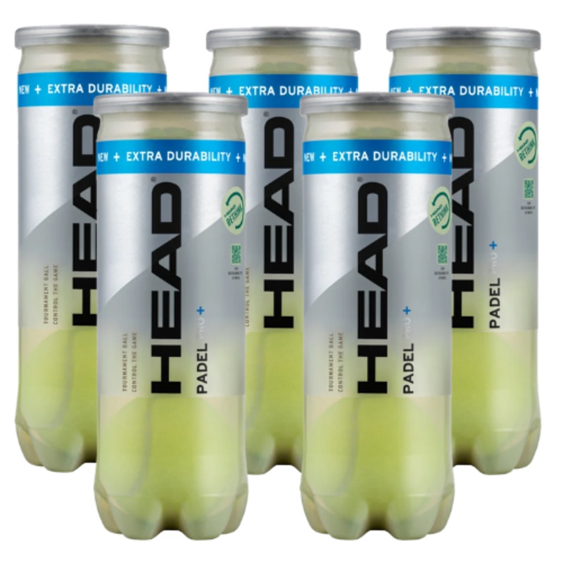 5 cans  of Head Pro+ Padel Balls