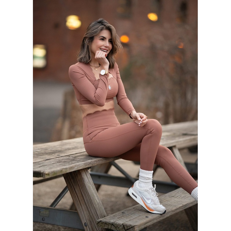 SNSPORT LEGGING HIGH WAIST & TOP LASER CUT  LONG SLEEVE