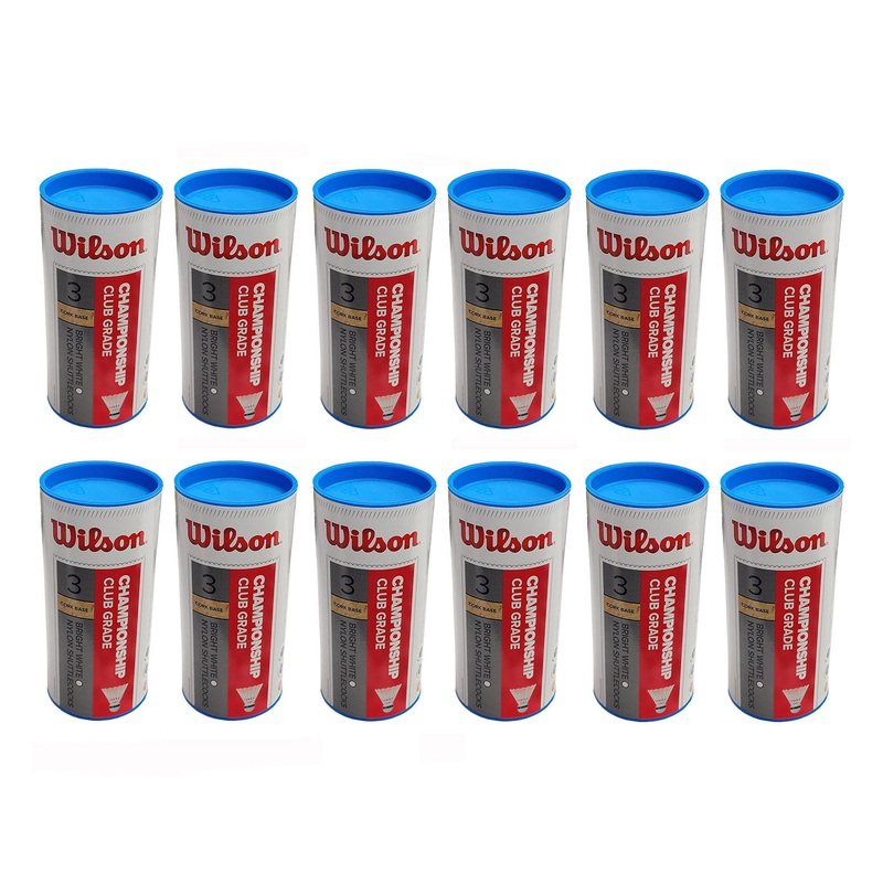 Wilson Championship Nylon Badminton Shuttlecocks (White) - 12 Tube Bundle