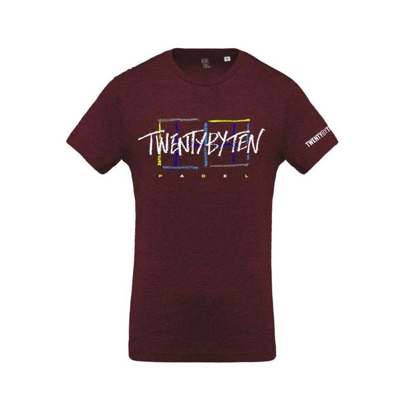 T-shirt TBT - Padel Wear Twenty by Ten Chalk en Coton Organique & Polyester bordeaux