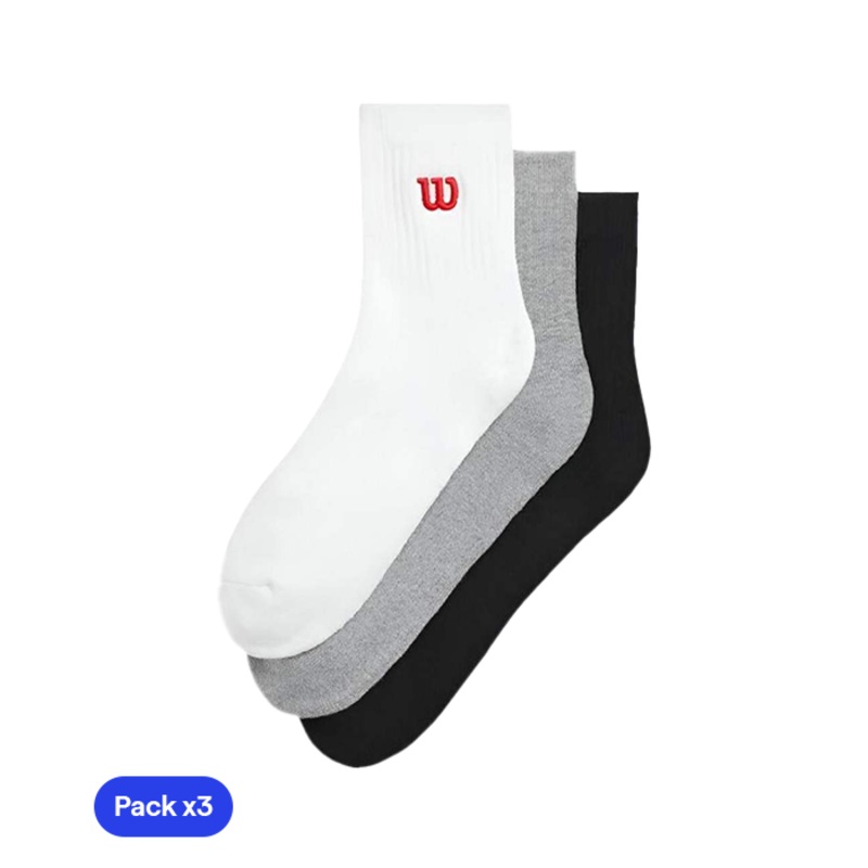 Calcetines Wilson Quarter Top Bright White/Black/Grey (Pack x3) 2025