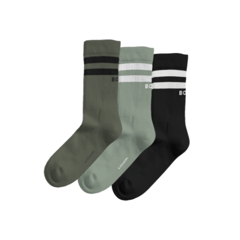 Bjrn Borg Core Crew Sock Black/Green (3 Pack)
