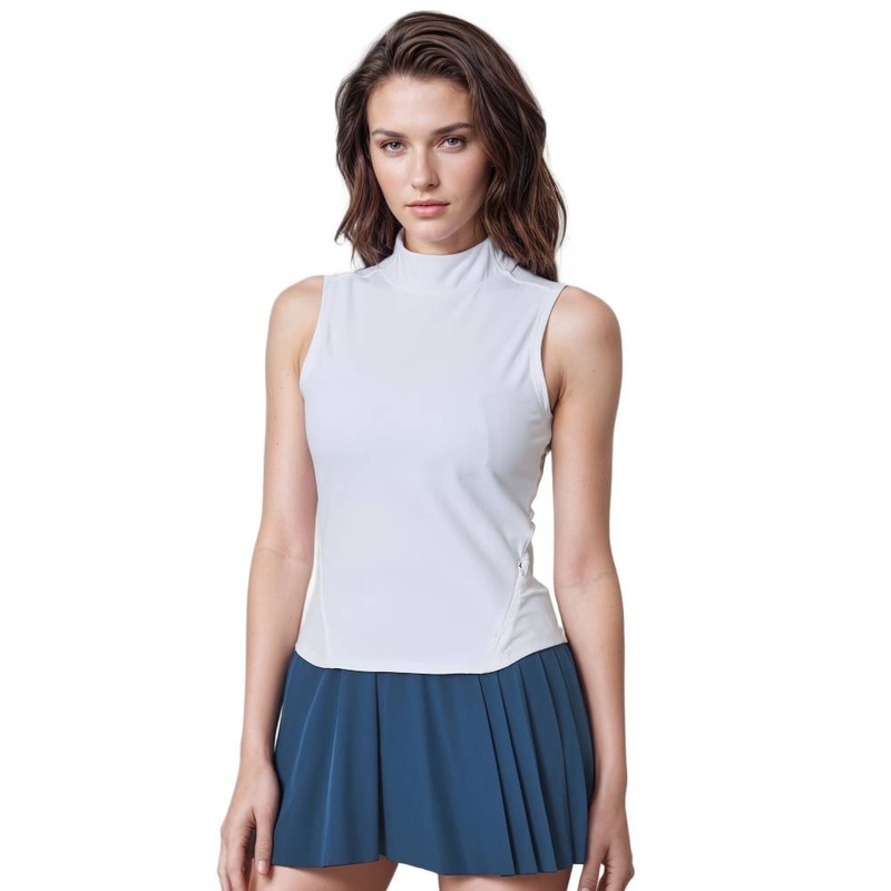 MPG Women's Vital Mock Neck Tank Top (White)