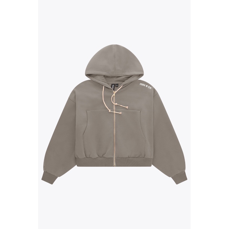 Osaka Women Cropped Full Zip Hoodie | Cloudburst