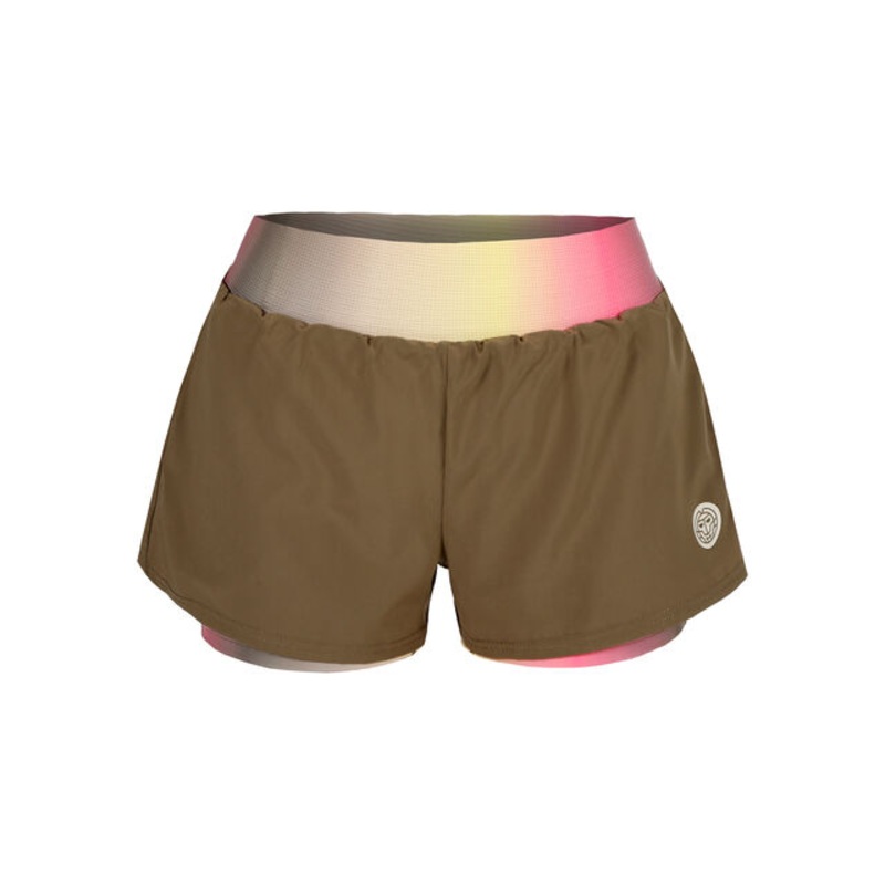 Spectrum 2In1 Printed Shorts Women - Brown, Yellow