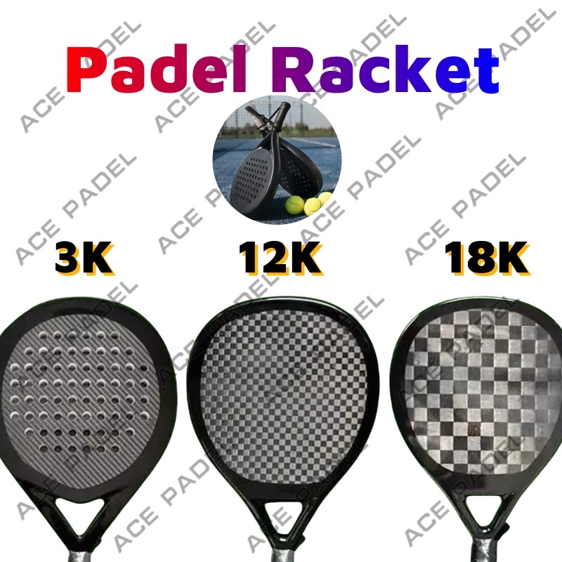 Ace Padel Factory Manufacturing Multiple Shape 100% Carbon 18K Padel Tennis Racket