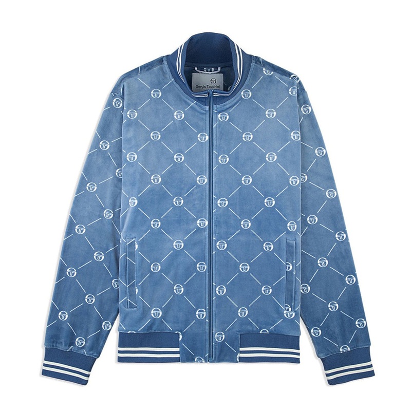Sergio Tacchini Cosimo Velour Track Jacket - Faded Denim