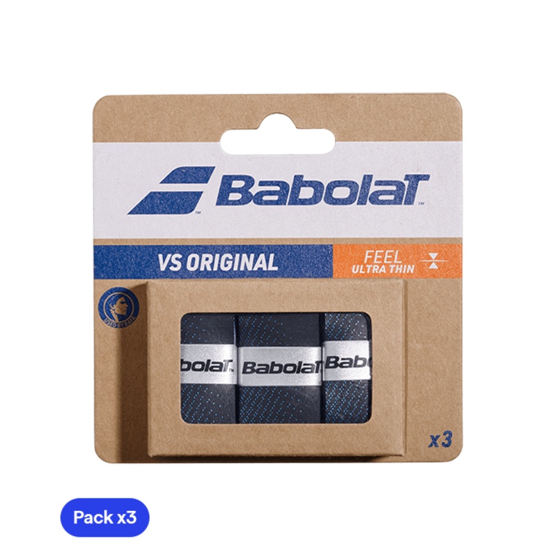 Overgrips Babolat VS Original Liso Negro/Azul (Pack x3)