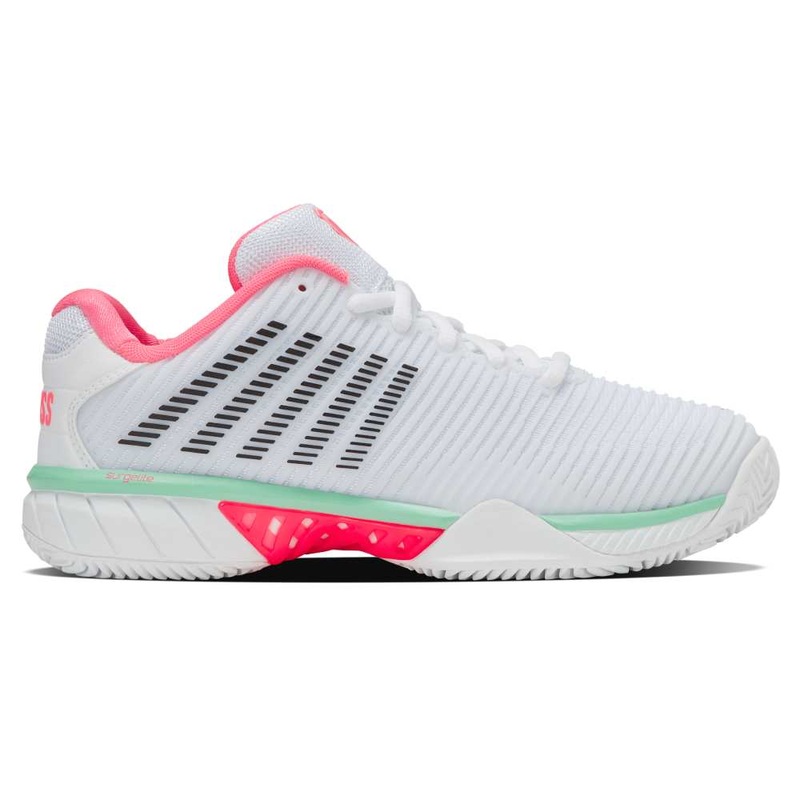K-Swiss Hypercourt Express 2 Clay Court Women's Tennis Shoe (White/Neon Pastel Pink)