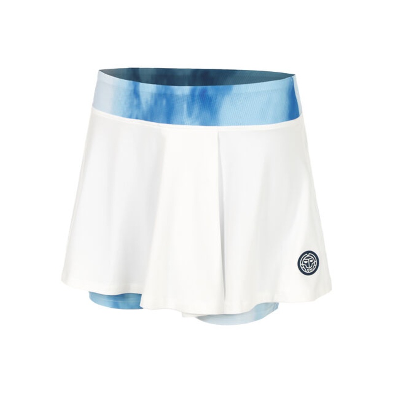 Watercolour Printed Wavy Skirt Women - White, Blue