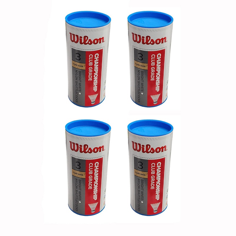 Wilson Championship Nylon Badminton Shuttlecocks (White) - 4 Pack Bundle