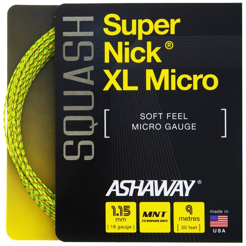 Ashaway SuperNick XL Micro 18 Squash String (Yellow/Red/Blue)
