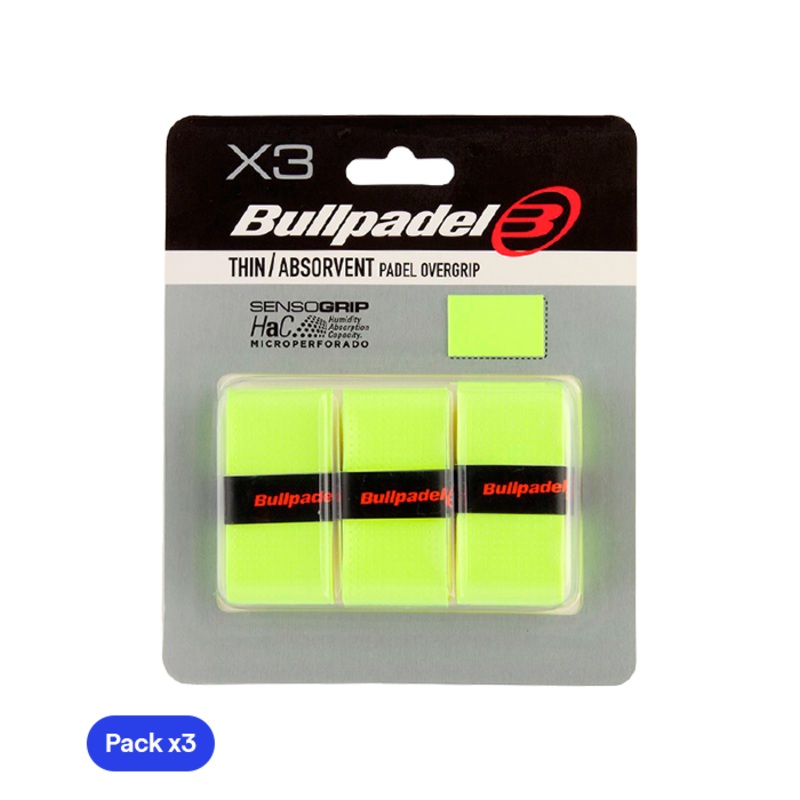 Overgrips Bullpadel GB1705 Thin/Absorbent Amarillo Fluor (Pack x3)