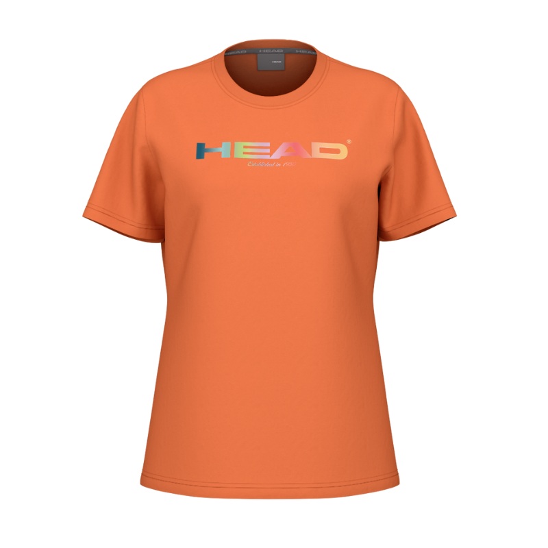 T-shirt Head Rainbow Orange Femme