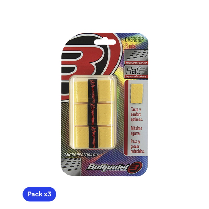 Overgrips Bullpadel GB1201 Comfort/Absorbent Amarillo (Pack x3)