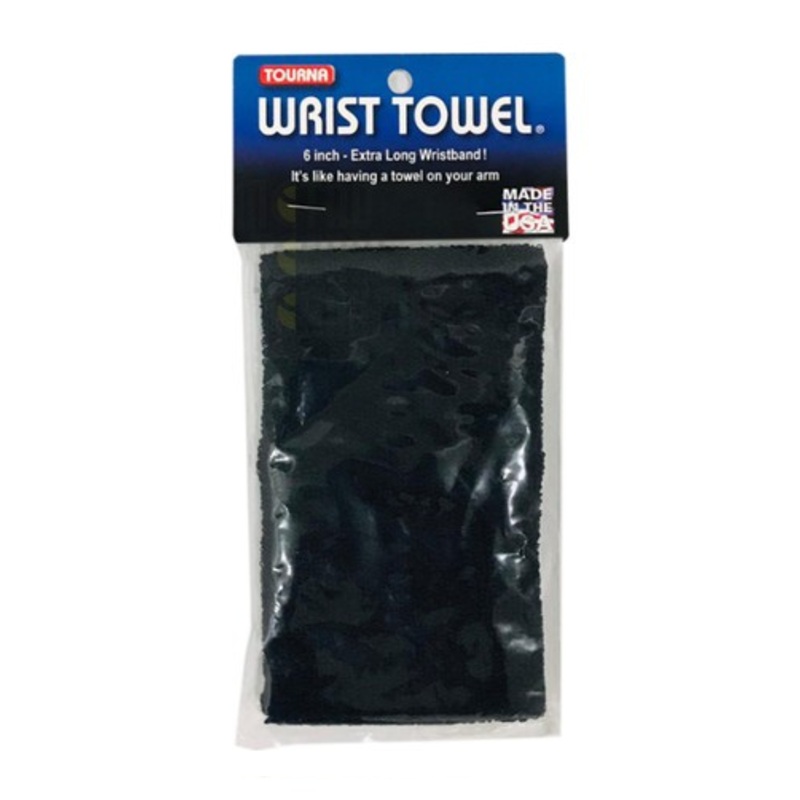 Tourna Wrist Towel 6 Extra Wide Wristband (Black)