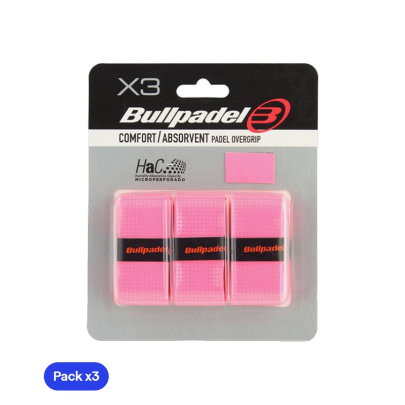 Overgrips Bullpadel GB1201 Comfort/Absorbent Rosa Fluor (Pack x3)