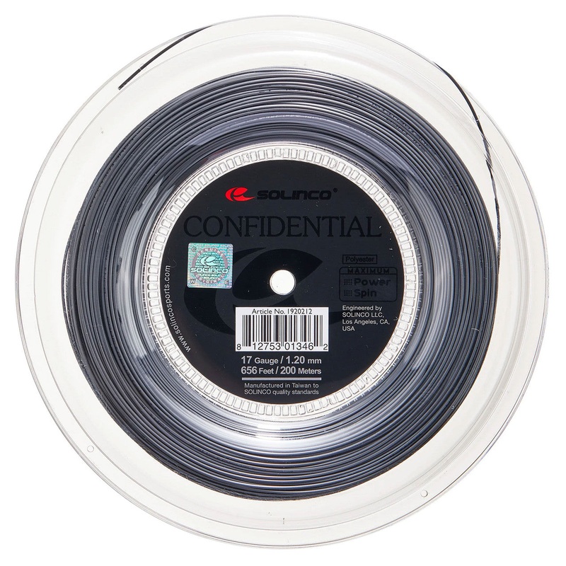 Solinco Confidential 17/1.20 Tennis String Reel (Grey)