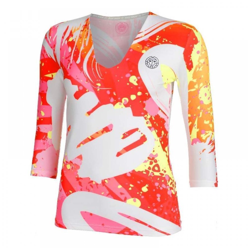 T-shirt femme Bidi Badu Wild Arts col en V mlange blanc