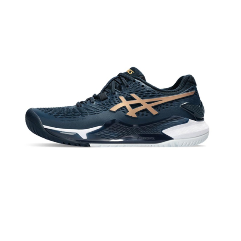 Asics Women's Gel-Resolution 9 Tennis Shoes French Blue and Pure Gold