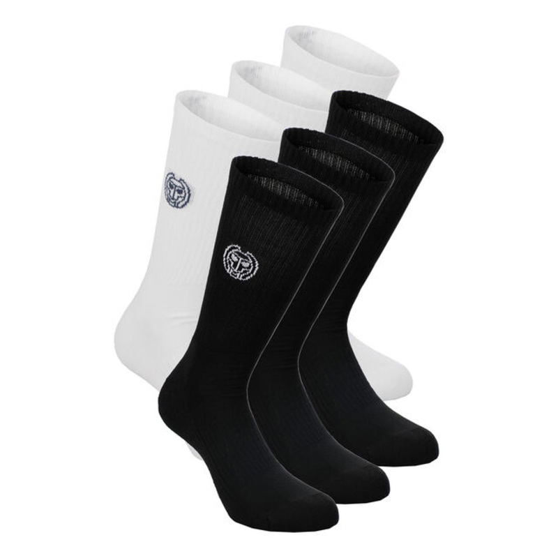 Don Carlito XXL Crew Move Sports Socks 6 Pack - Black, White
