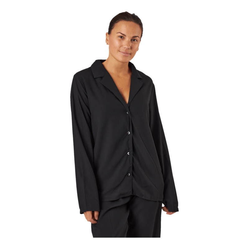 L/s V-neck (button Down) Black