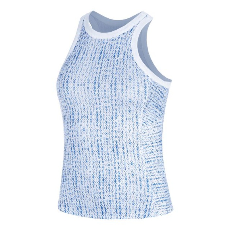 Boho Tile Rib Tank Top Women - Blue, Multicoloured