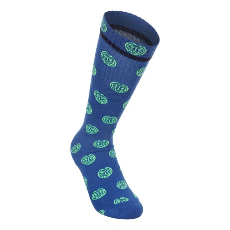 Leif Crew Tech Graphic Tennis Socks 1 Pack - Blue, Neon Green